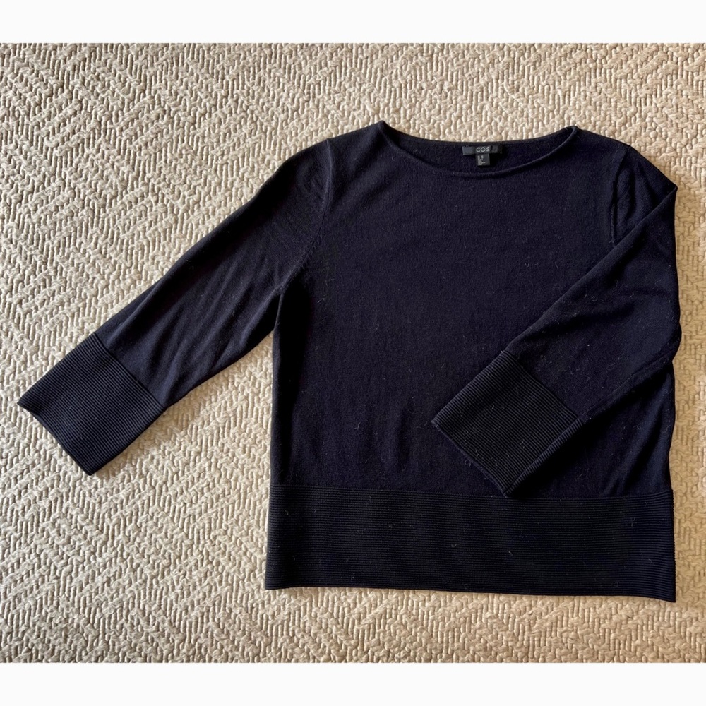NWOT COS Wool Boatneck Sweater with Ribbed Hem - XS